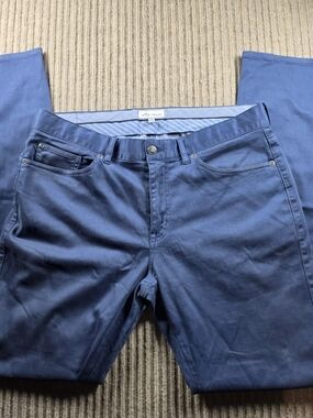 PETER MILLAR Sateen Stretch Cotton 5 Pocket Blue Chino Pants Sz 34 x 34